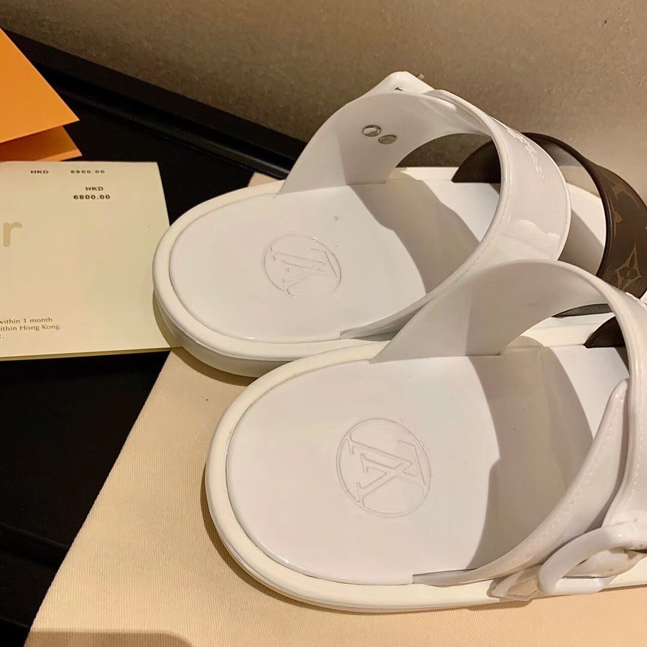 Louis Vuitton Sunbath Flat Mule Rubber White/Brown For Women LV 1A66X6 - Soul Replicas