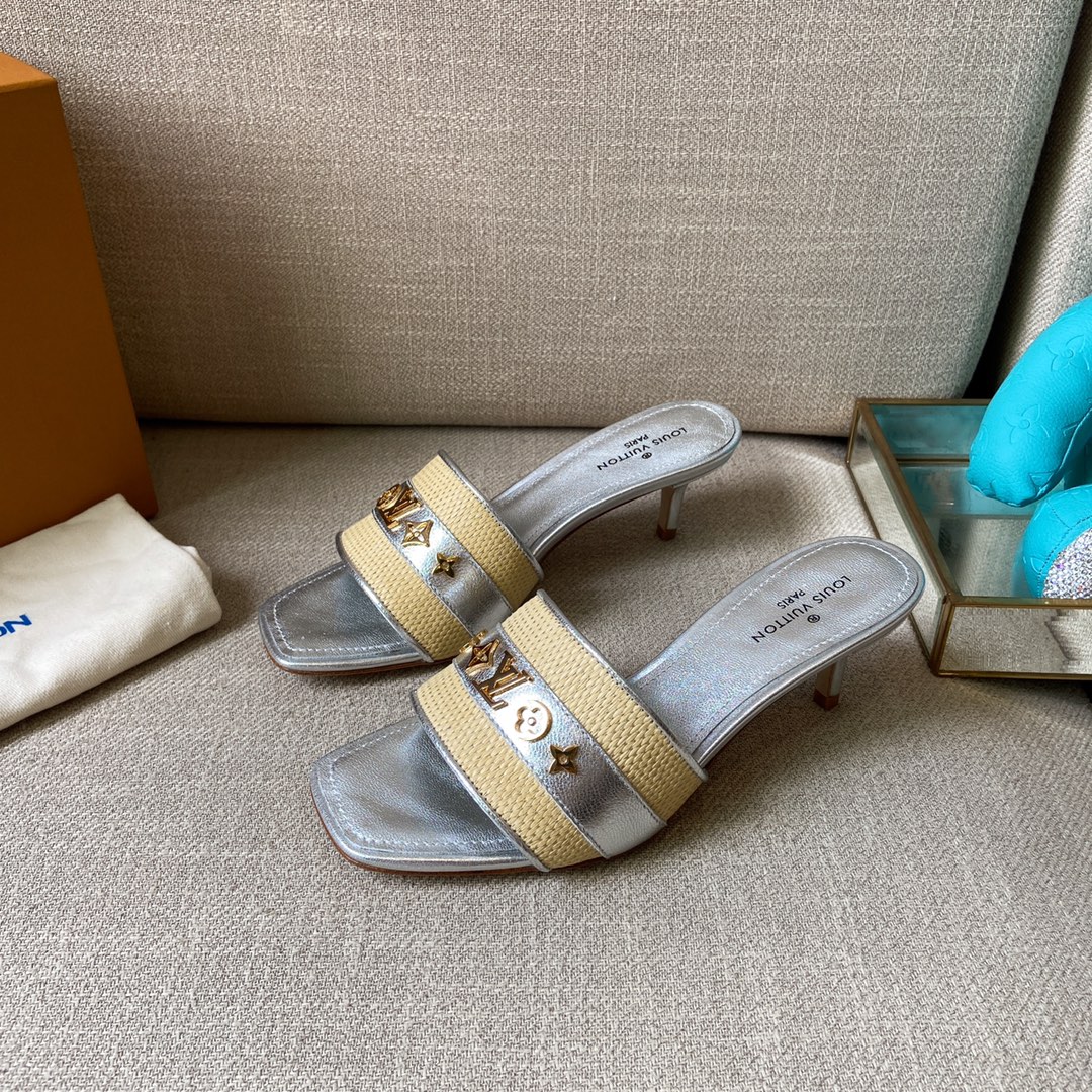 Louis Vuitton Women's Lock It Mule Sliver For Women LV 2.2in/5.5cm - Soul Replicas