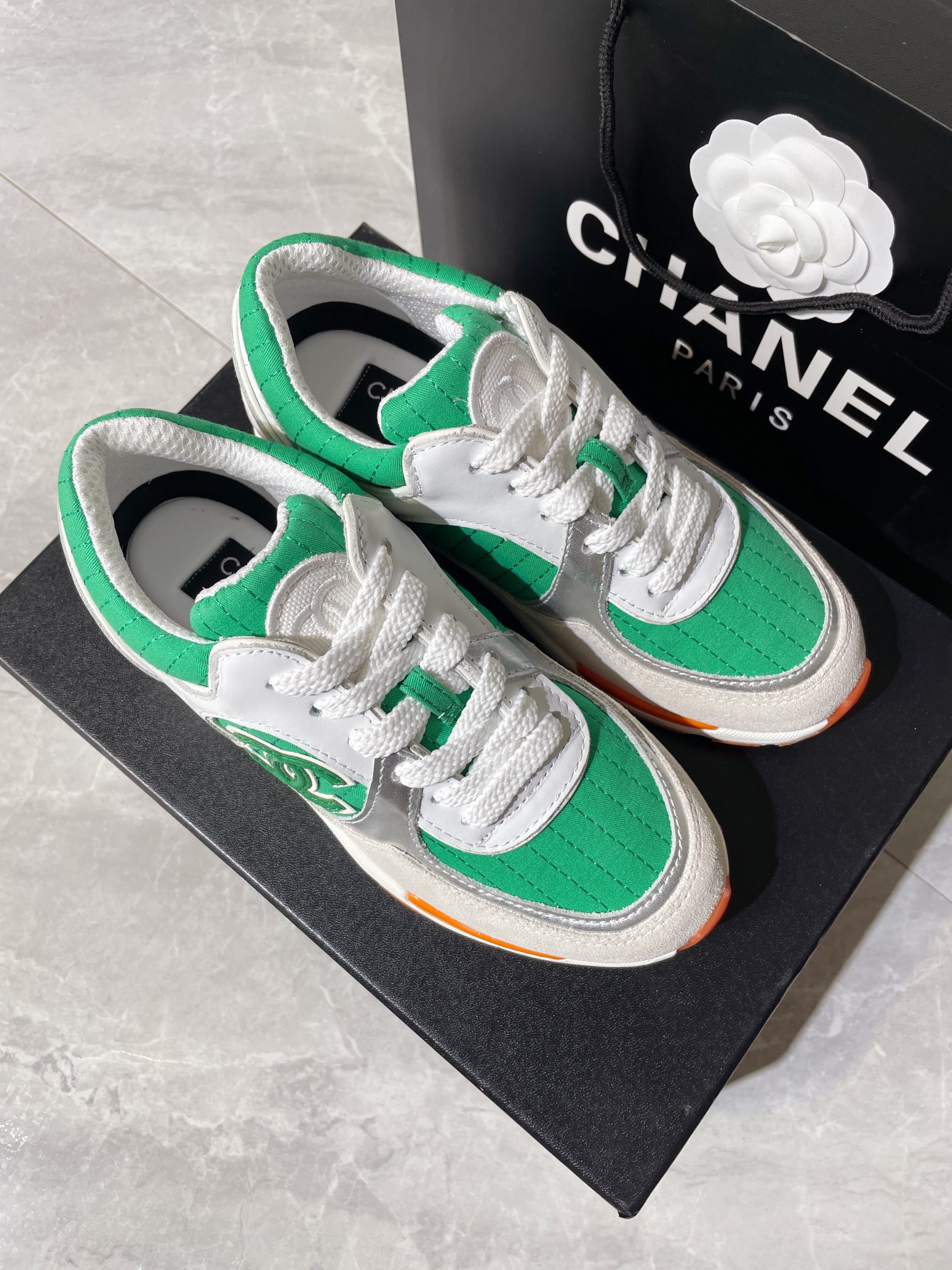 Chanel Women's Sneakers In Fabric Green For Women - Soul Replicas