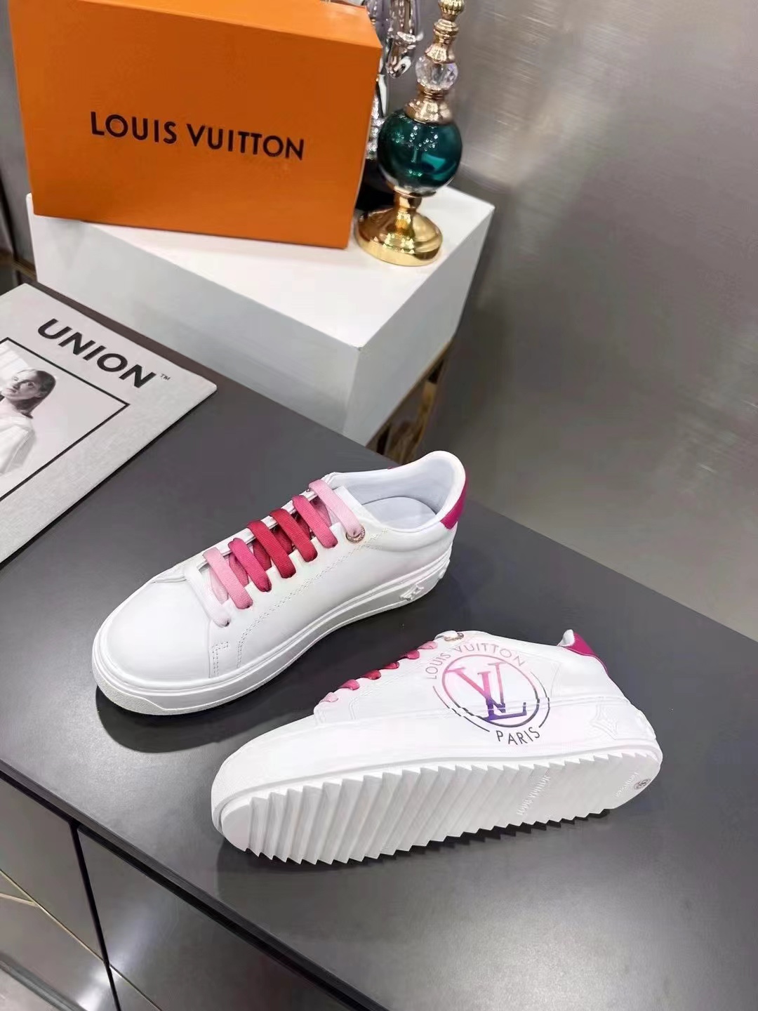 Louis Vuitton Women's Time Out Sneaker Fuchsia Pink For Women LV 1AA1BN - Soul Replicas