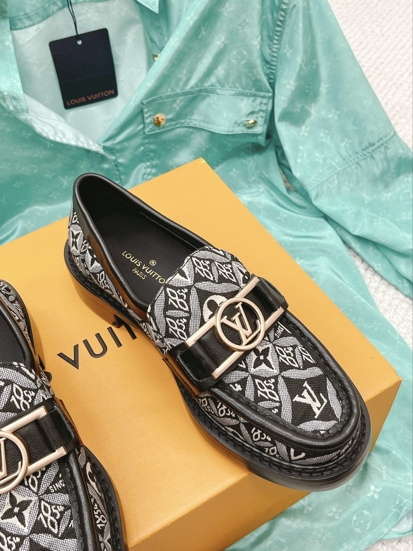 Louis Vuitton Women's Academy Loafer Black And White For Women LV - Soul Replicas