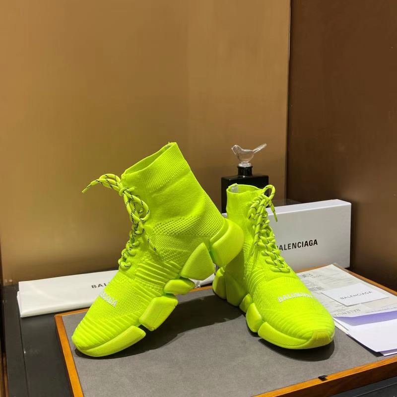 Balenciaga Speed 2.0 Lace-Up Recycled Knit Trainers Yellow For Women - Soul Replicas