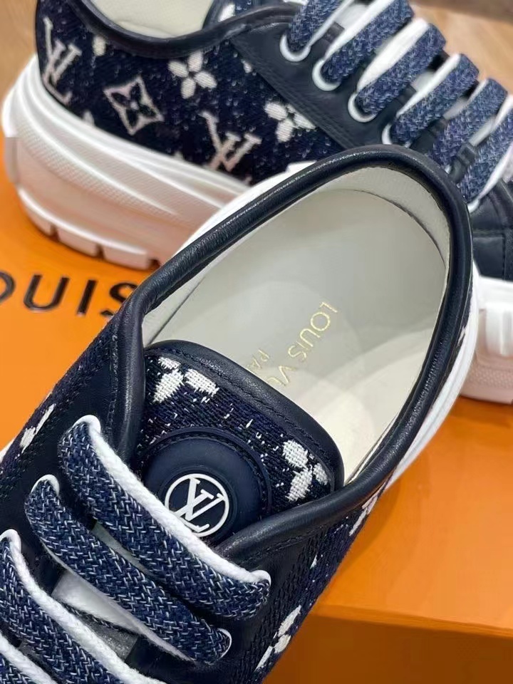 Louis Vuitton Squad Sneaker Monogram Denim Black For Women LV - Soul Replicas