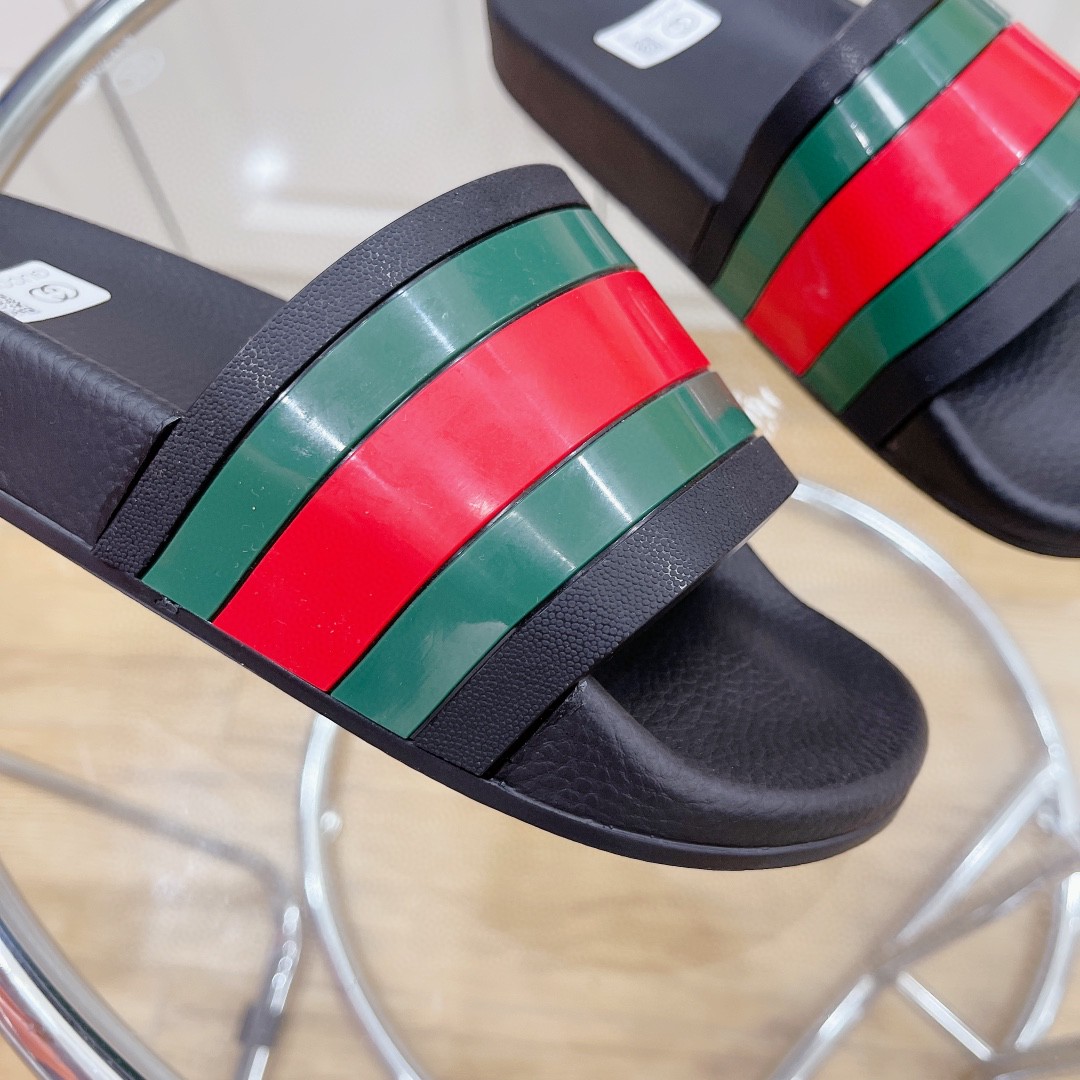 Gucci Women's Slide Sandal With Web Black For Women 407345 - Soul Replicas