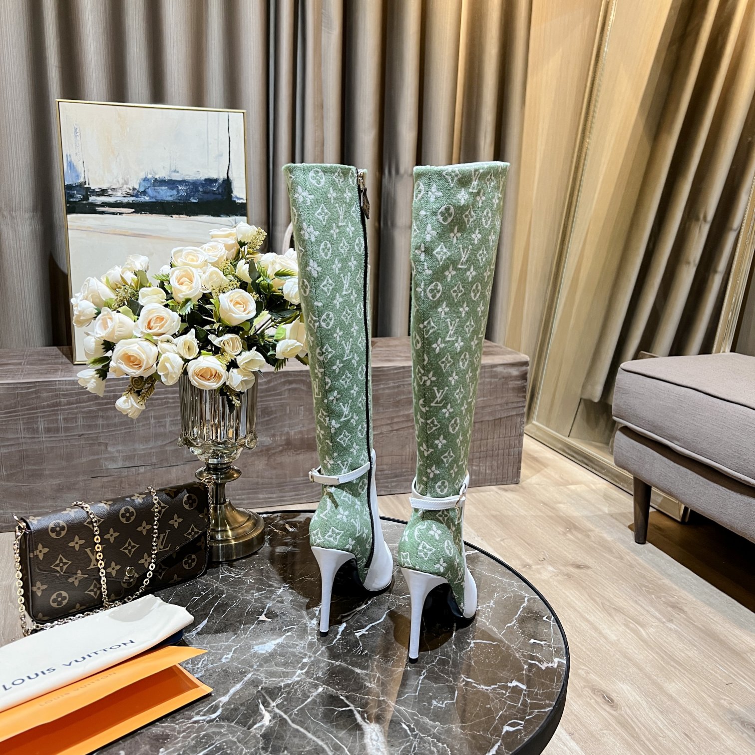 Louis Vuitton Women's Bottine Silhouette Green For Women LV - Soul Replicas