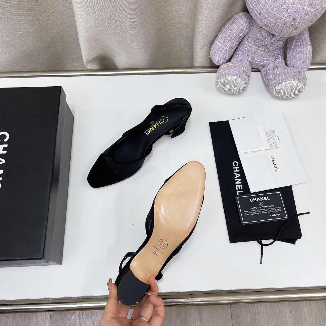 Chanel Women's Slingbacks With Mesh Black For Women 2.7in/7cm - Soul Replicas