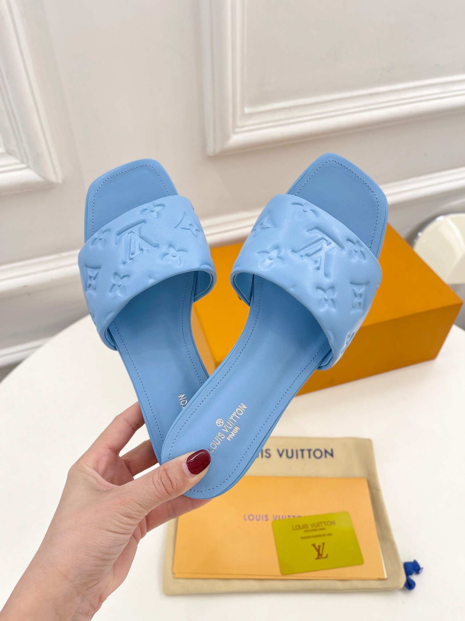 Louis Vuitton Women's Revival Flat Mule Light Blue For Women LV 1A9P7D - Soul Replicas