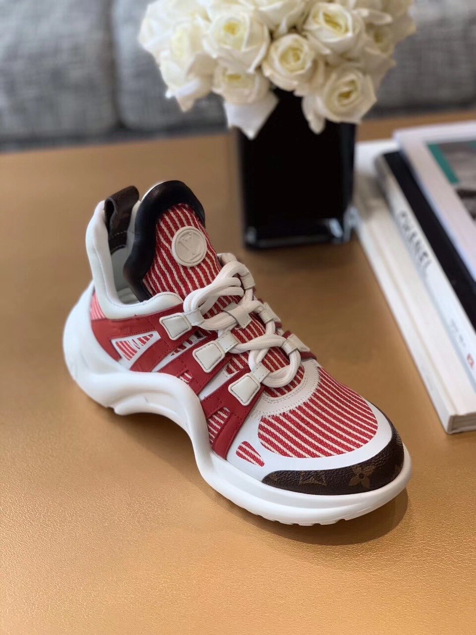 Louis Vuitton LV Archlight Sneaker Mix Of Materials Red For Women LV - Soul Replicas