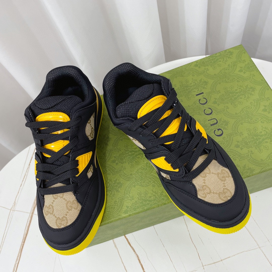 Gucci Men's Gucci Basket Sneaker Black And Yellow For Women 661311 - Soul Replicas