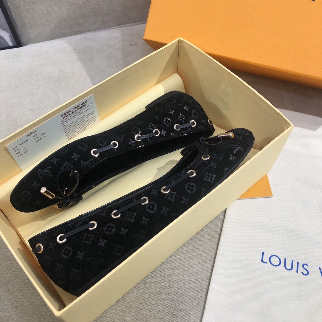 Louis Vuitton Gloria Flat Loafer Patent Monogram Material Black For Women LV - Soul Replicas