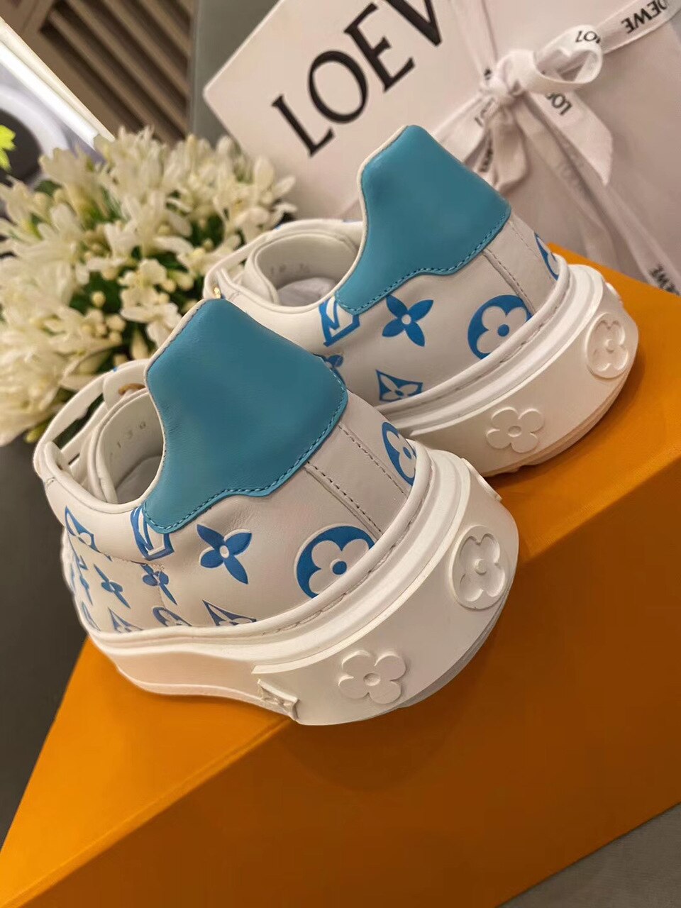 Louis Vuitton Time Out Sneakers White/Blue For Women LV - Soul Replicas