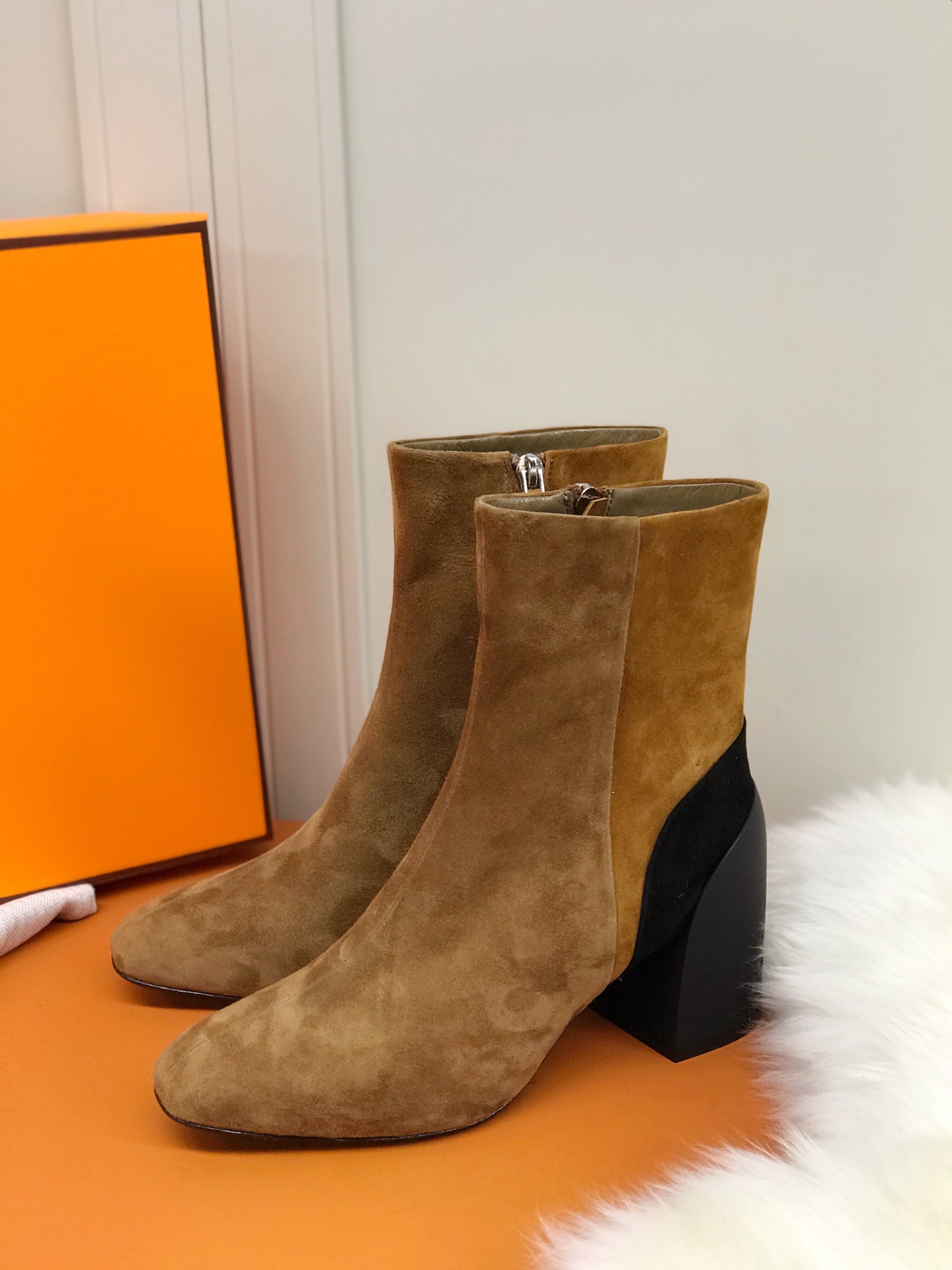 Hermes Brooke Ankle Boots Brown For Women 2.4in/6cm H202045Z E5375 - Soul Replicas