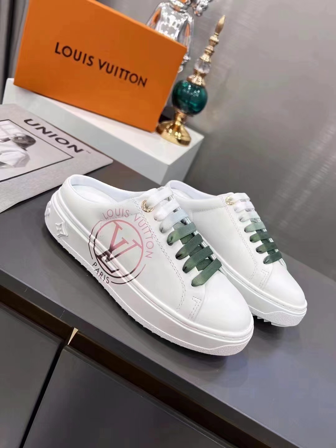 Louis Vuitton Women's Time Out Open-Back Sneaker Green For Women LV 1AA1CZ - Soul Replicas