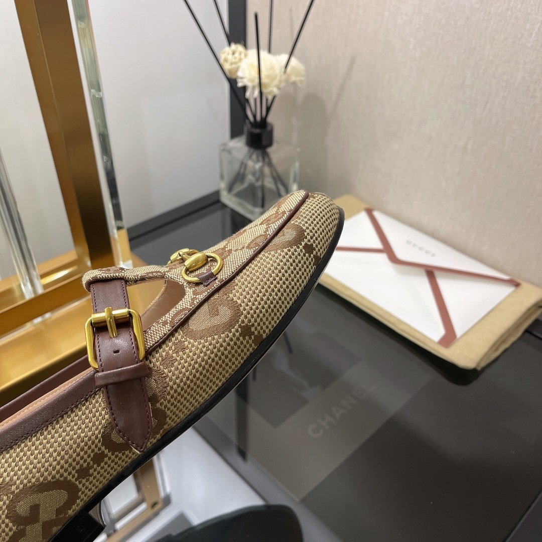 Gucci Women's Jordan Gucci Loafer By Canvas Fabric Brown For Women Gucci - Soul Replicas