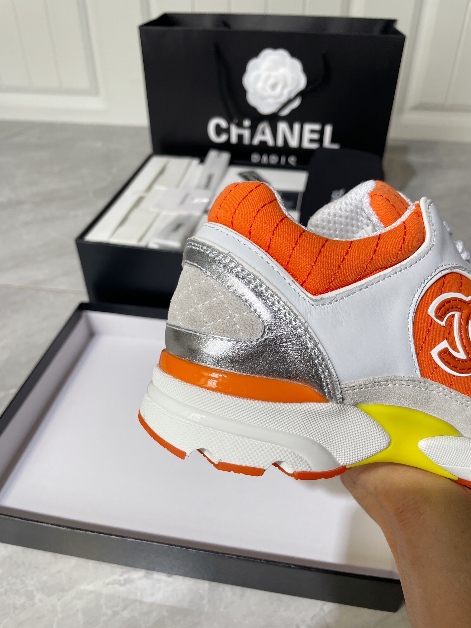 Chanel Women's Sneakers In Fabric Orange For Women - Soul Replicas