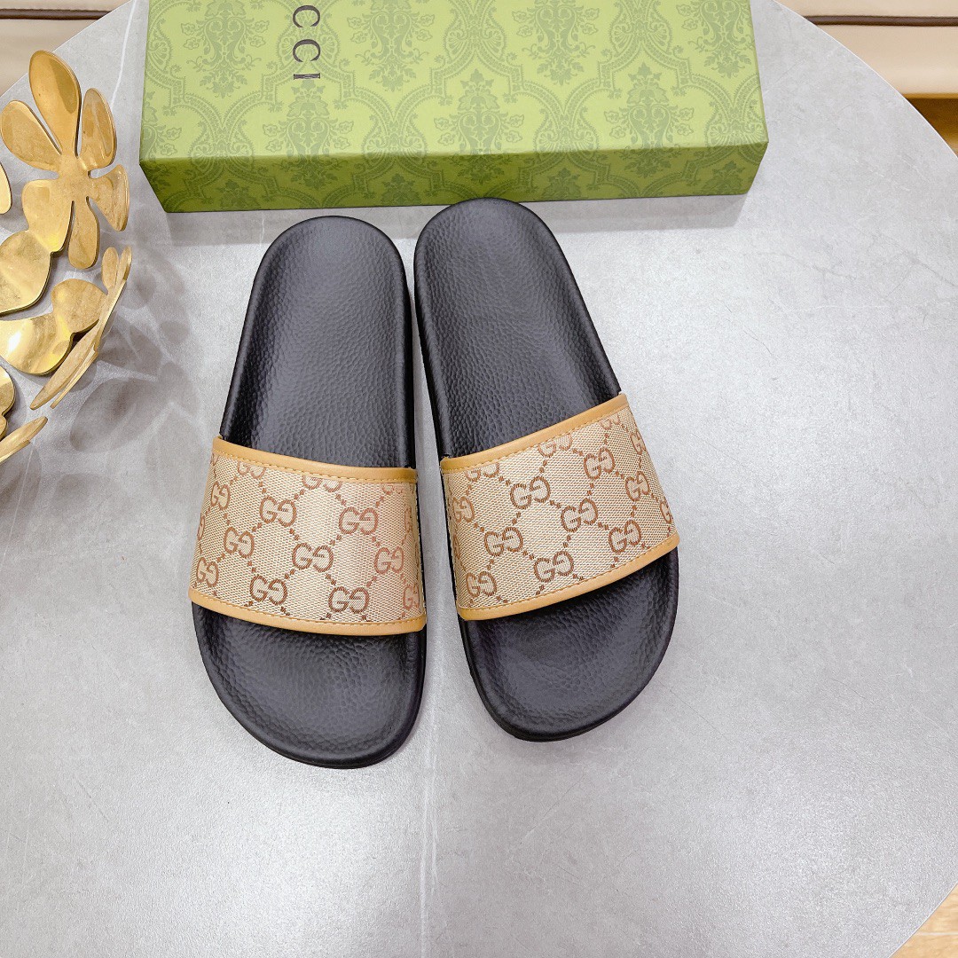 Gucci Women's Gucci Slide Sandal Black And Brown For Women 407345 - Soul Replicas