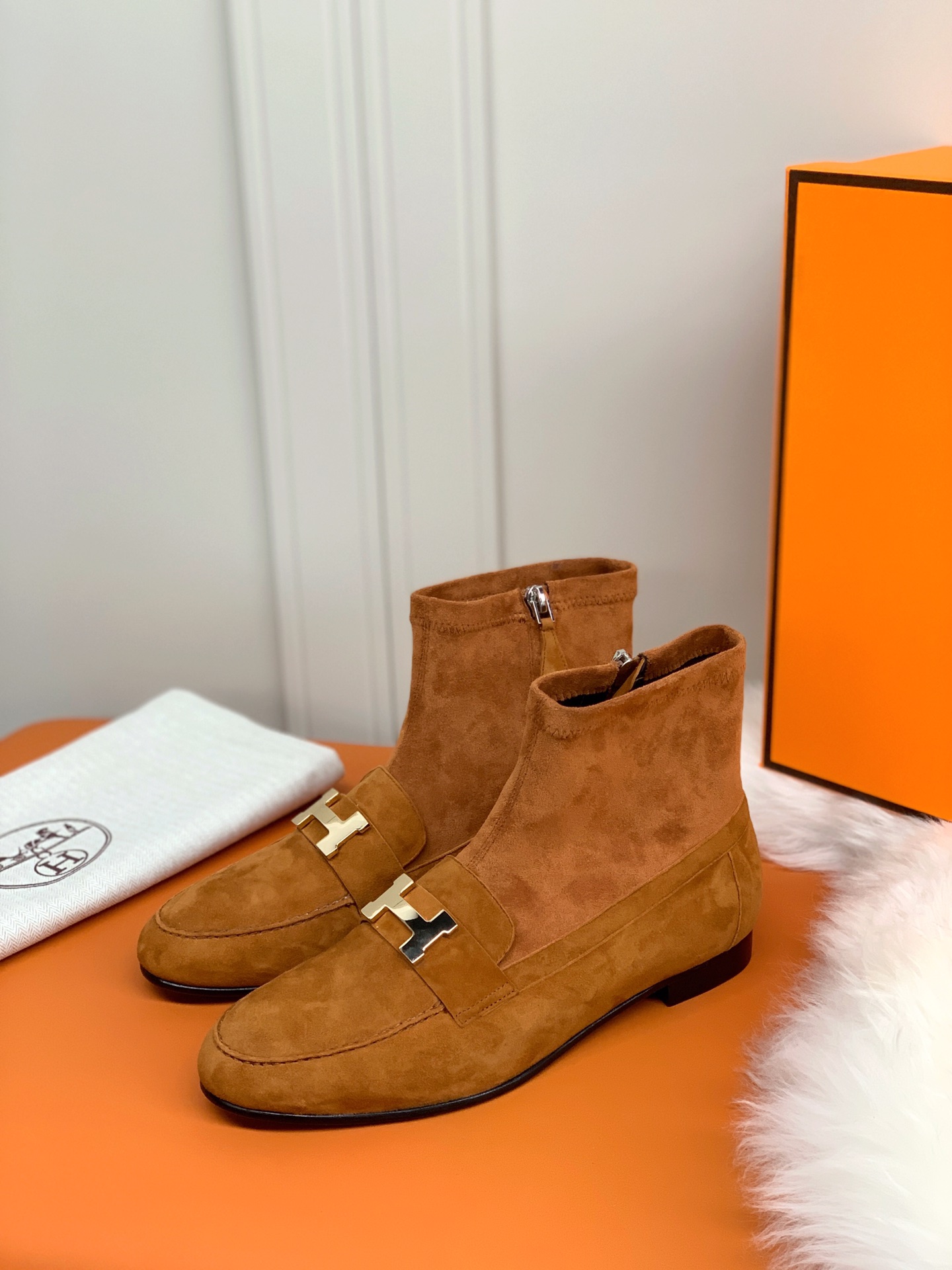 Hermes  Saint-Honore Ankle Boots Brown For Women - Soul Replicas