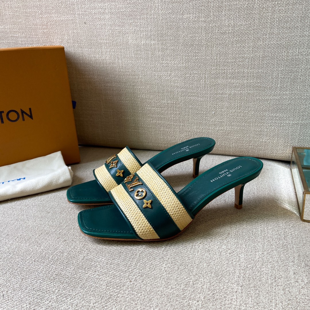 Louis Vuitton Women's Lock It Mule Green For Women LV 2.2in/5.5cm - Soul Replicas