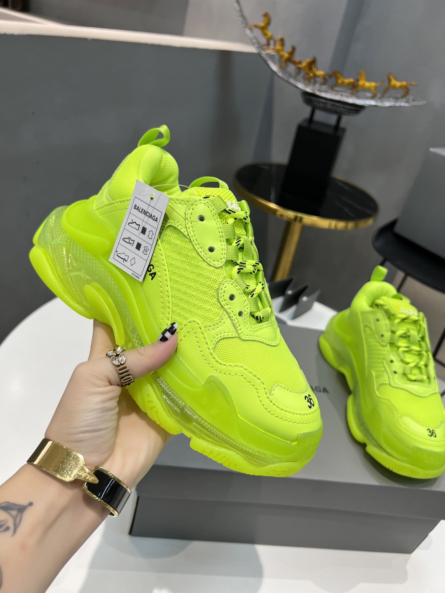 Balenciaga Triple S Trainers Clear Sole Yellow For Women - Soul Replicas