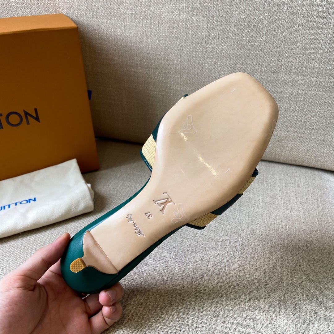 Louis Vuitton Women's Lock It Mule Green For Women LV 2.2in/5.5cm - Soul Replicas