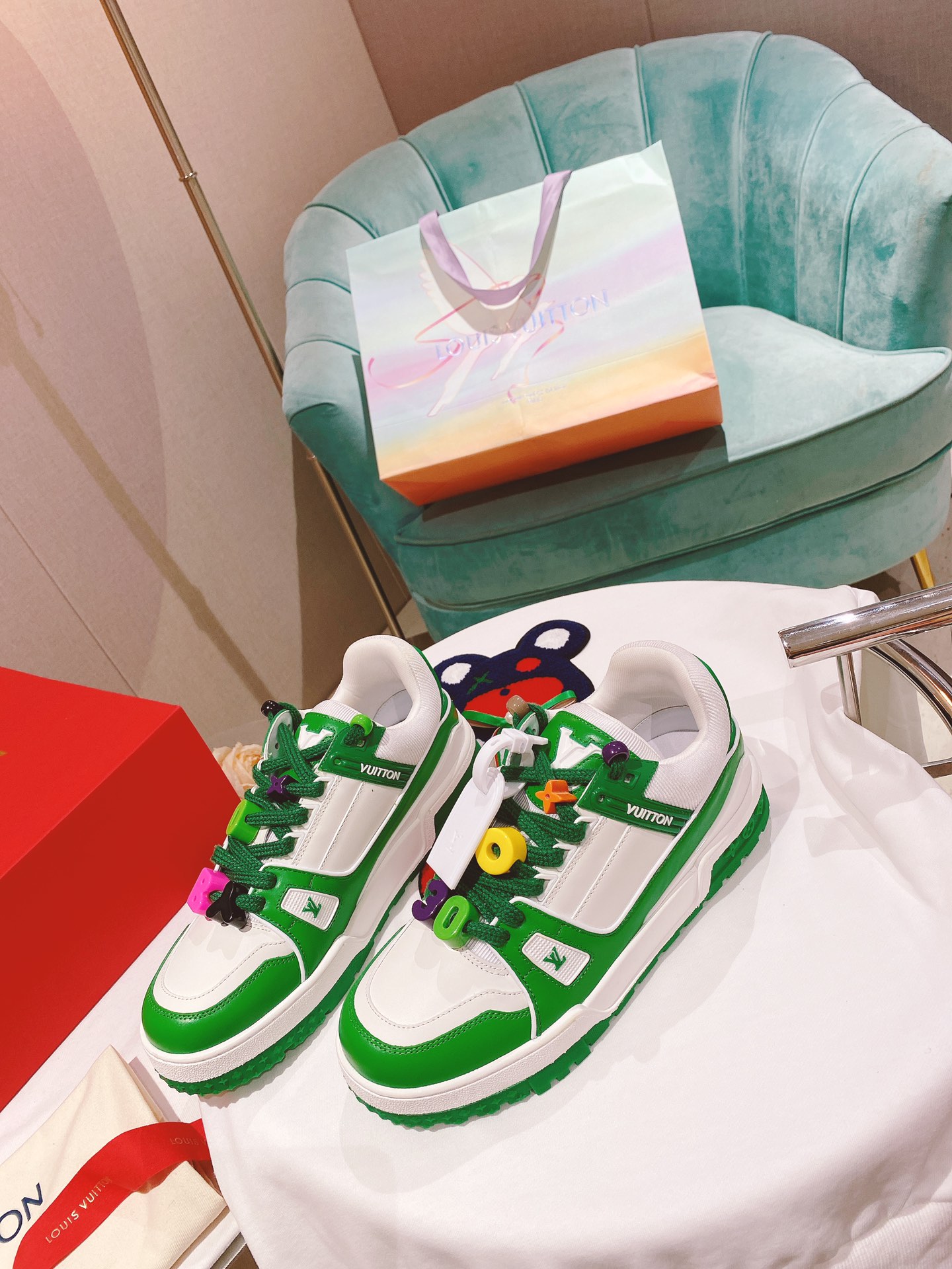 Louis Vuitton Women's LV Trainer Sneaker Green For Women LV - Soul Replicas