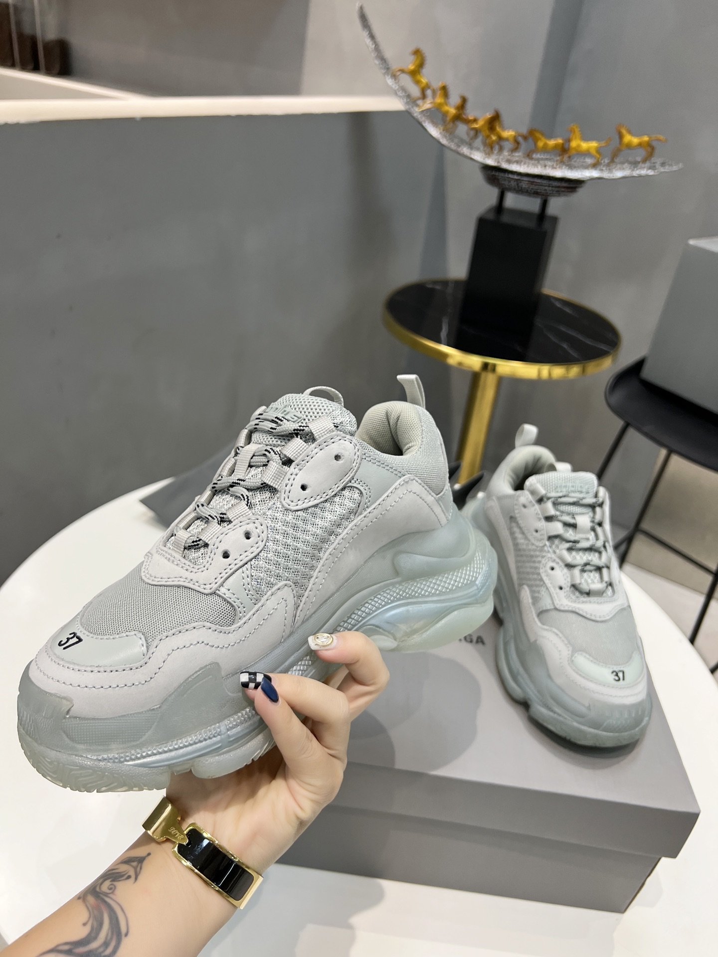 Balenciaga Triple S Trainers Clear Sole White For Women - Soul Replicas