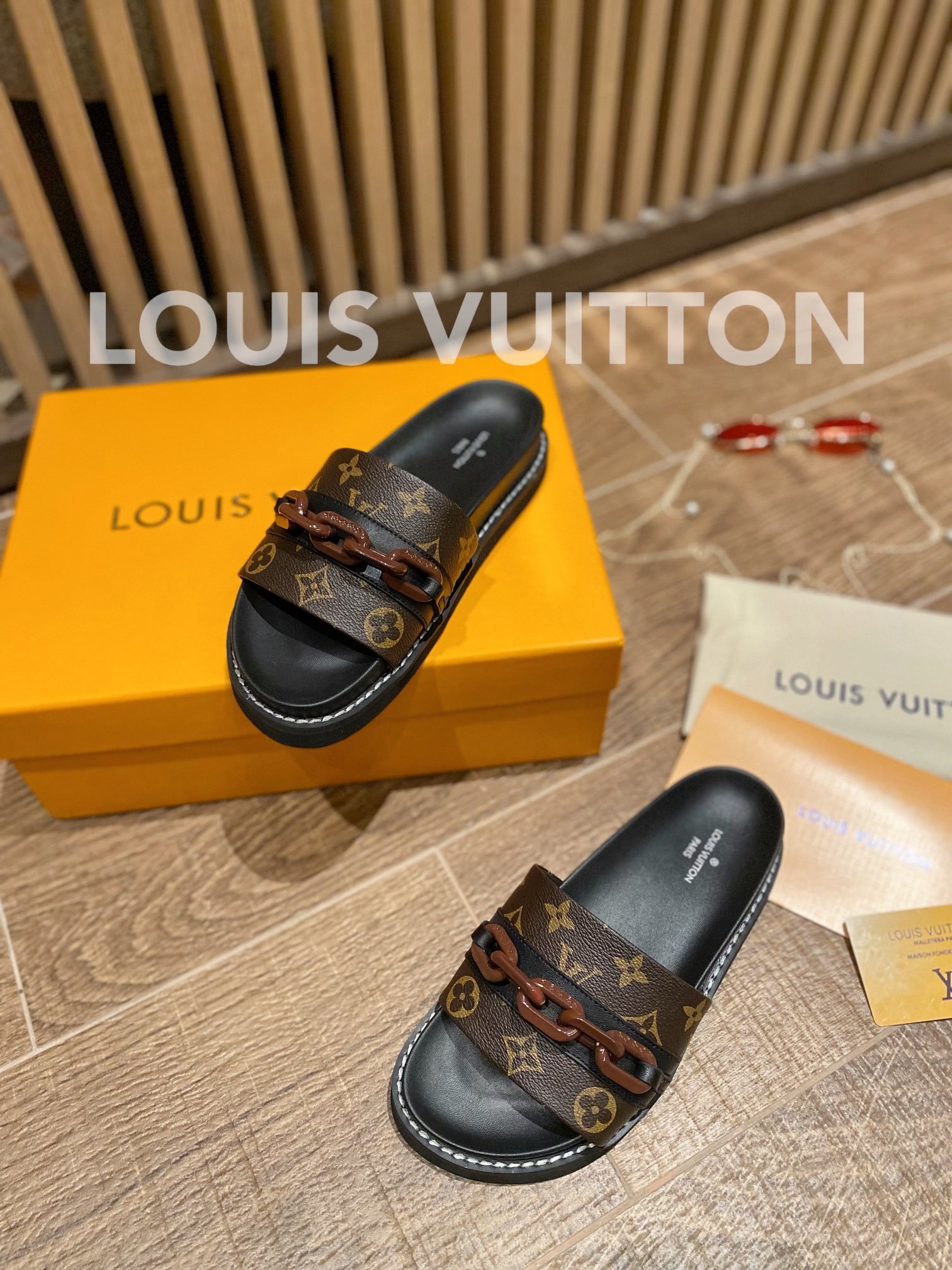 Louis Vuitton Sunset Flat Comfort Mule Black/Brown For Women LV - Soul Replicas