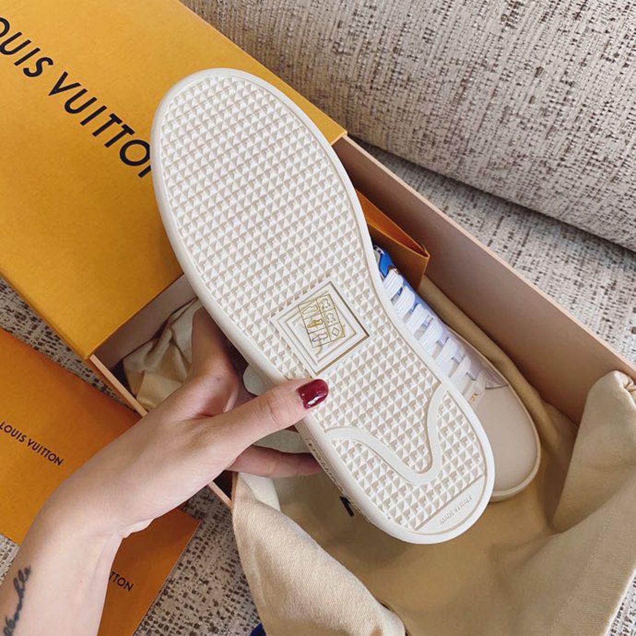 Louis Vuitton Time Out Sneaker Patent Monogram Canvas Blue For Women LV - Soul Replicas