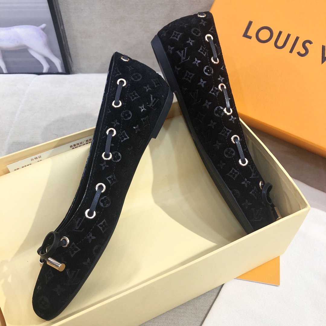 Louis Vuitton Gloria Flat Loafer Patent Monogram Material Black For Women LV - Soul Replicas