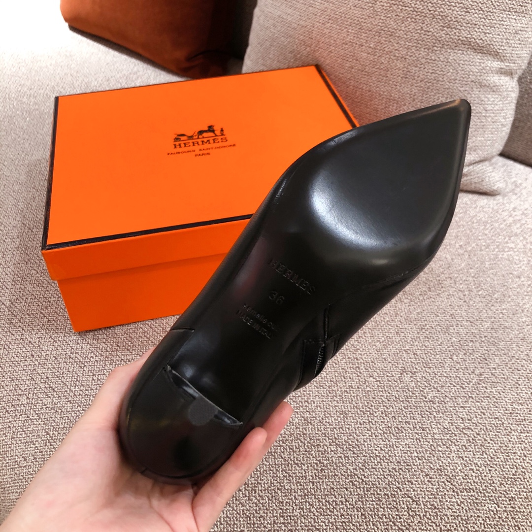 Hermes Blanche Ankle Boots Black For Women 2.4in/6cm - Soul Replicas