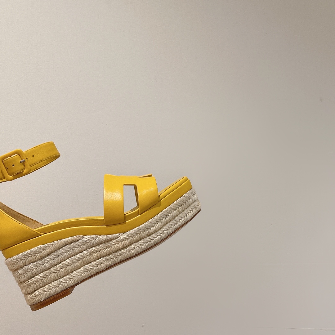 Hermes Doll 40 Espadrilles Yellow For Women 1.6in/4cm - Soul Replicas
