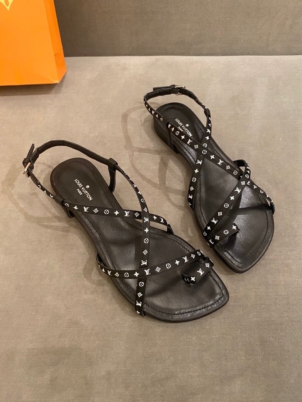 Louis Vuitton Citizen Flat Sandal Satin Black For Women LV - Soul Replicas