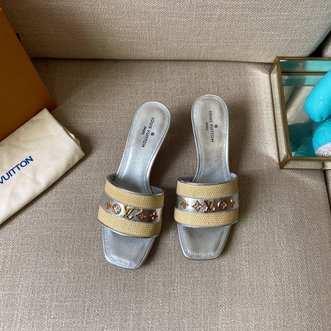 Louis Vuitton Women's Lock It Mule Sliver For Women LV 2.2in/5.5cm - Soul Replicas