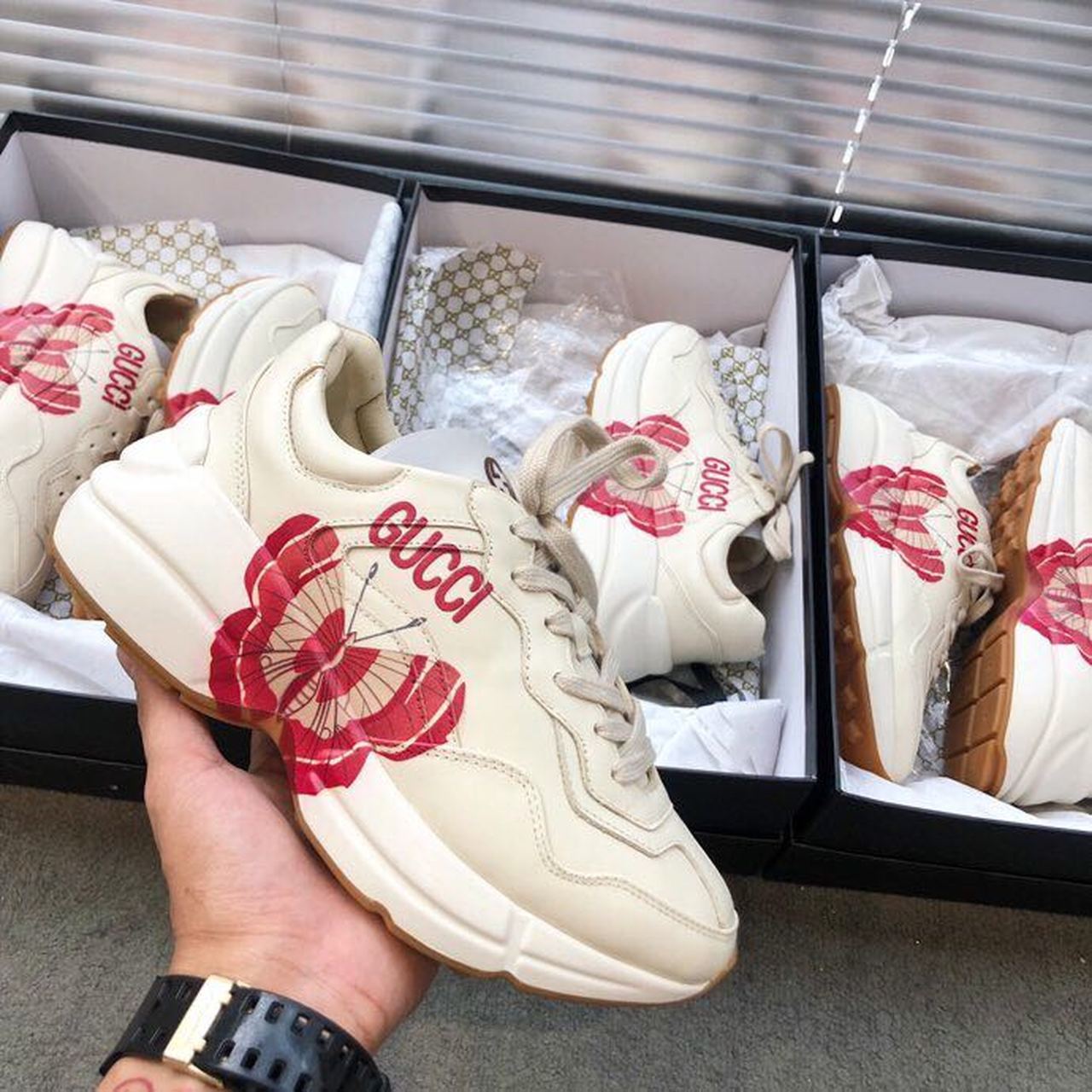 Gucci Women's Rhyton Sneaker With Gucci Butterfly White For Women Gucci - Soul Replicas