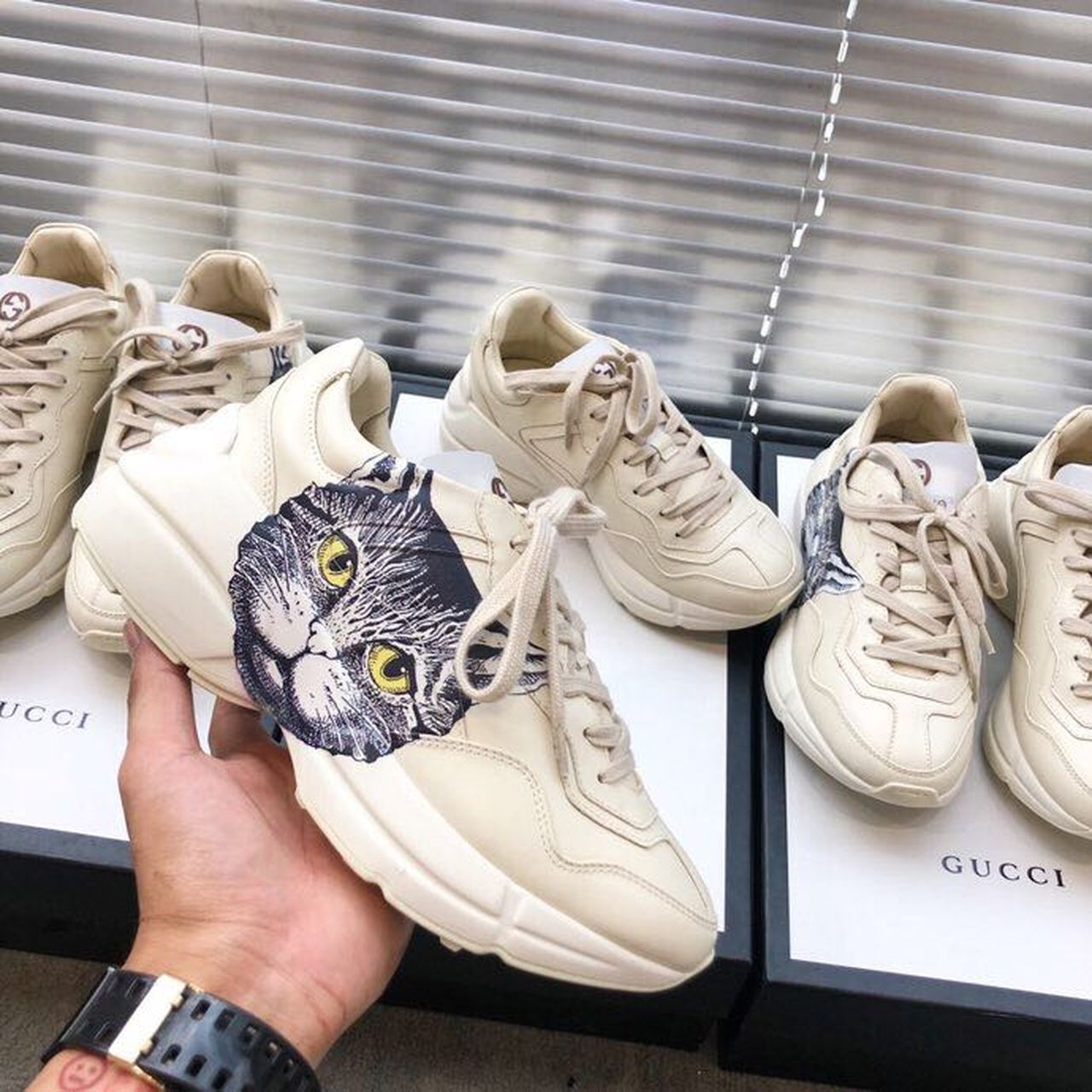 Gucci Women's Rhyton Sneaker With Cat White For Women Gucci - Soul Replicas