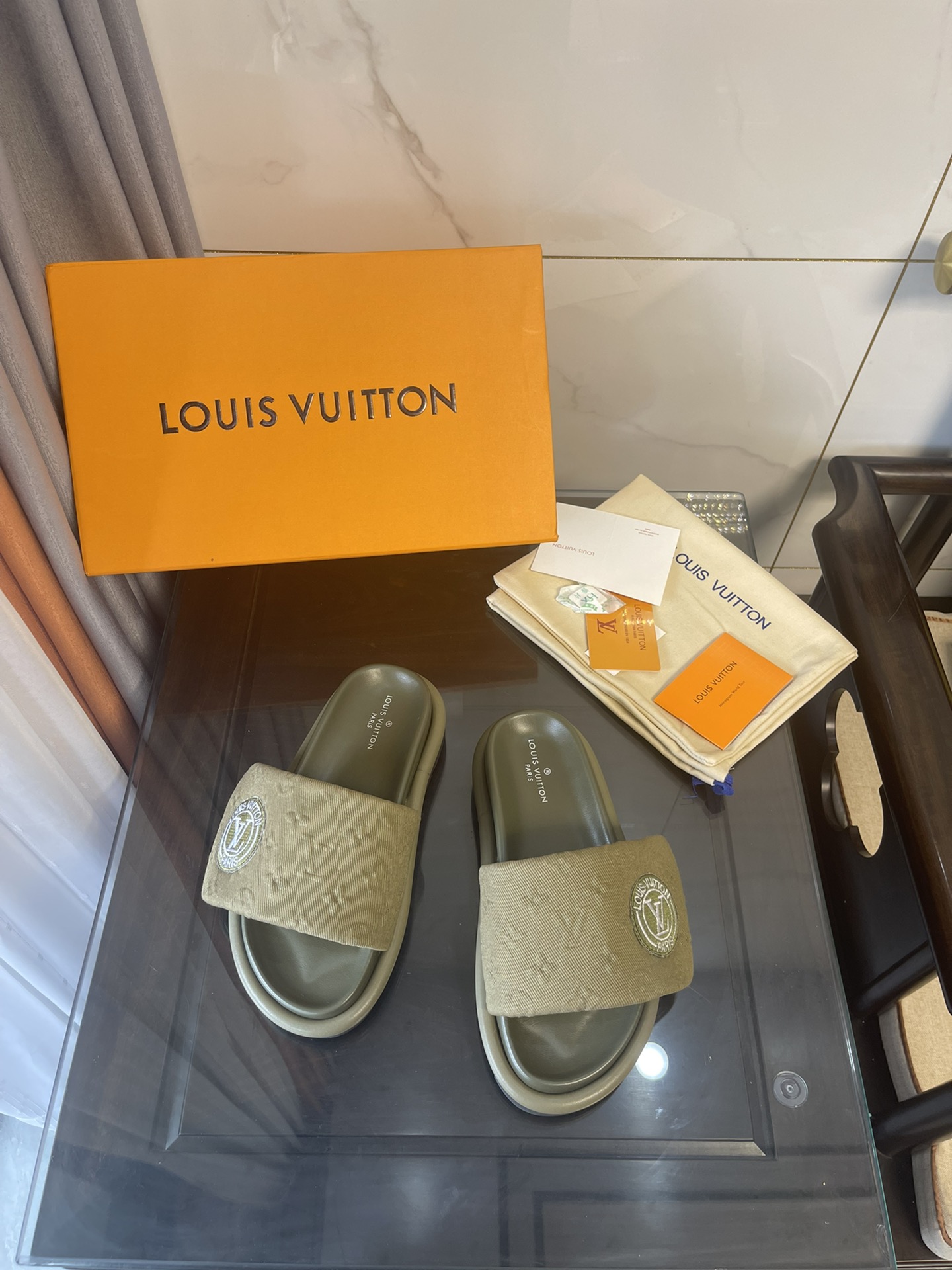 Louis Vuitton Women's Pool Pillow Comfort Flat Mule Moss Green For Women LV - Soul Replicas