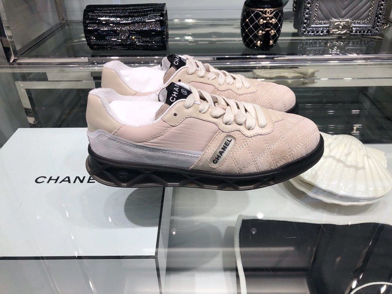 Chanel Suede Trainer Sneakers Calfskin Leather Fall/Winter 2019 Collection. Beige - Soul Replicas