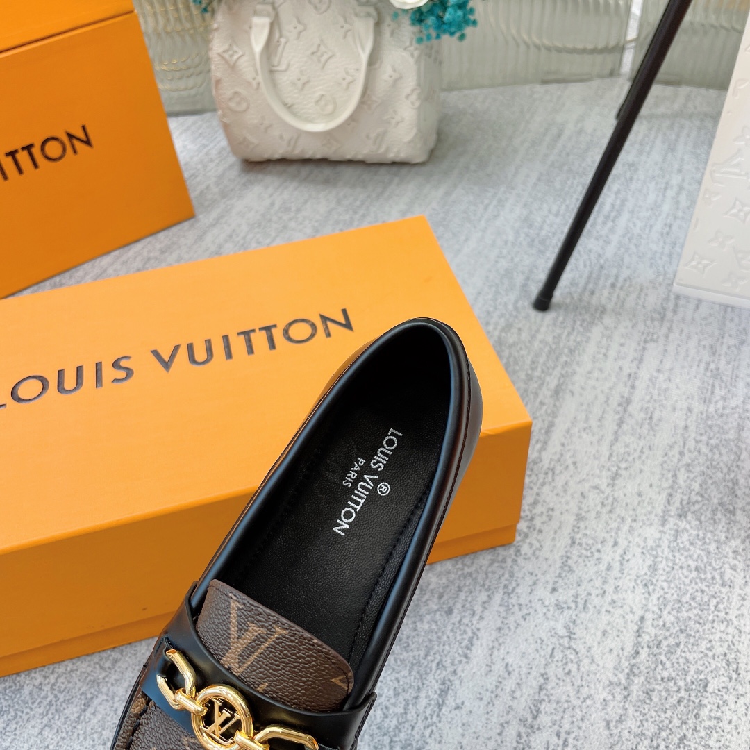 Louis Vuitton Women's Chess Flat Loafe Black And Brown For Women LV - Soul Replicas