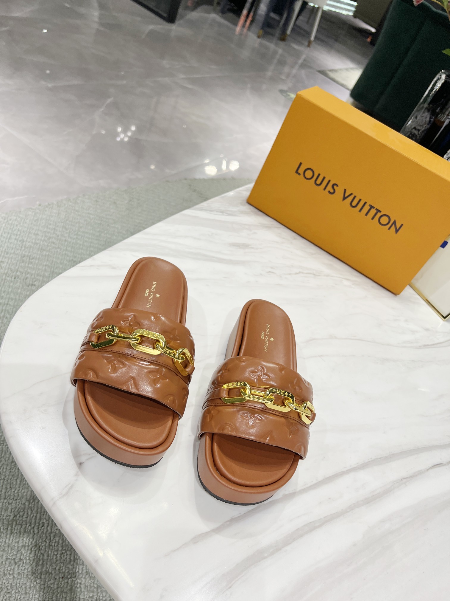 Louis Vuitton Jumbo Flatform Mule Brown For Women LV - Soul Replicas