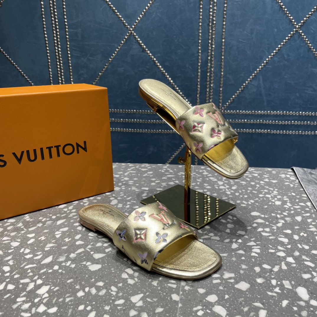 Louis Vuitton Women's Revival Flat Mule Gold For Women LV - Soul Replicas