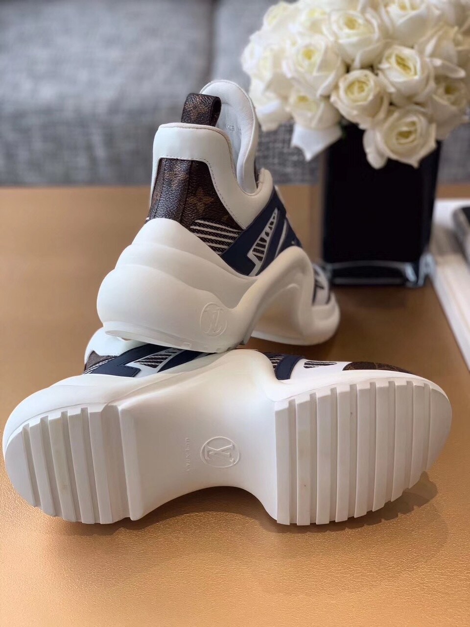 Louis Vuitton Archlight Sneakers Calfskin Leather Fall/Winter Collection White/Black/Brown - Soul Replicas