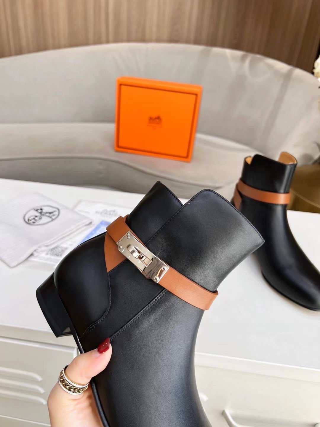 Hermes Frenchie 50 Ankle Boot Black For Women - Soul Replicas