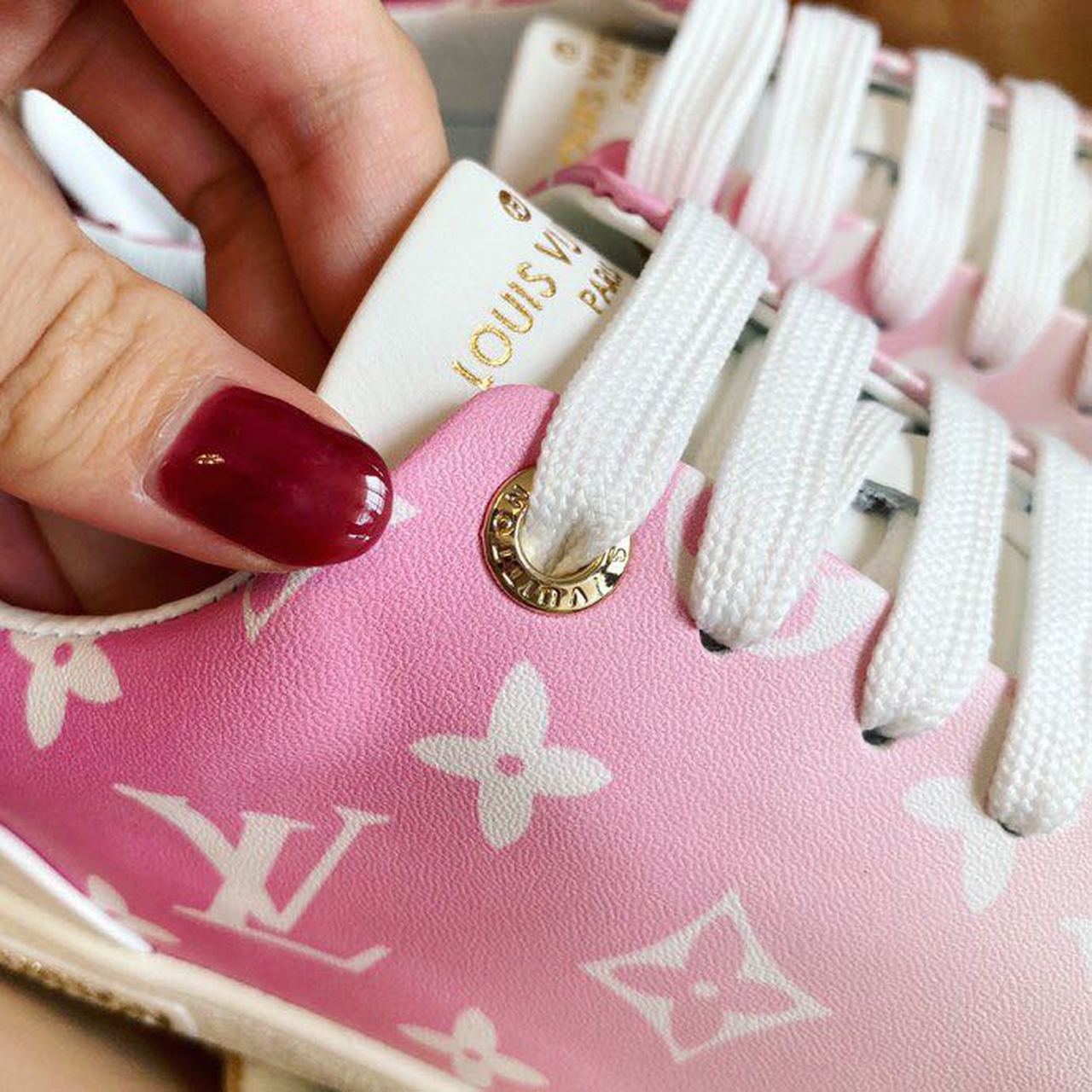 Louis Vuitton Time Out Sneaker Patent Monogram Canvas Pink For Women LV - Soul Replicas