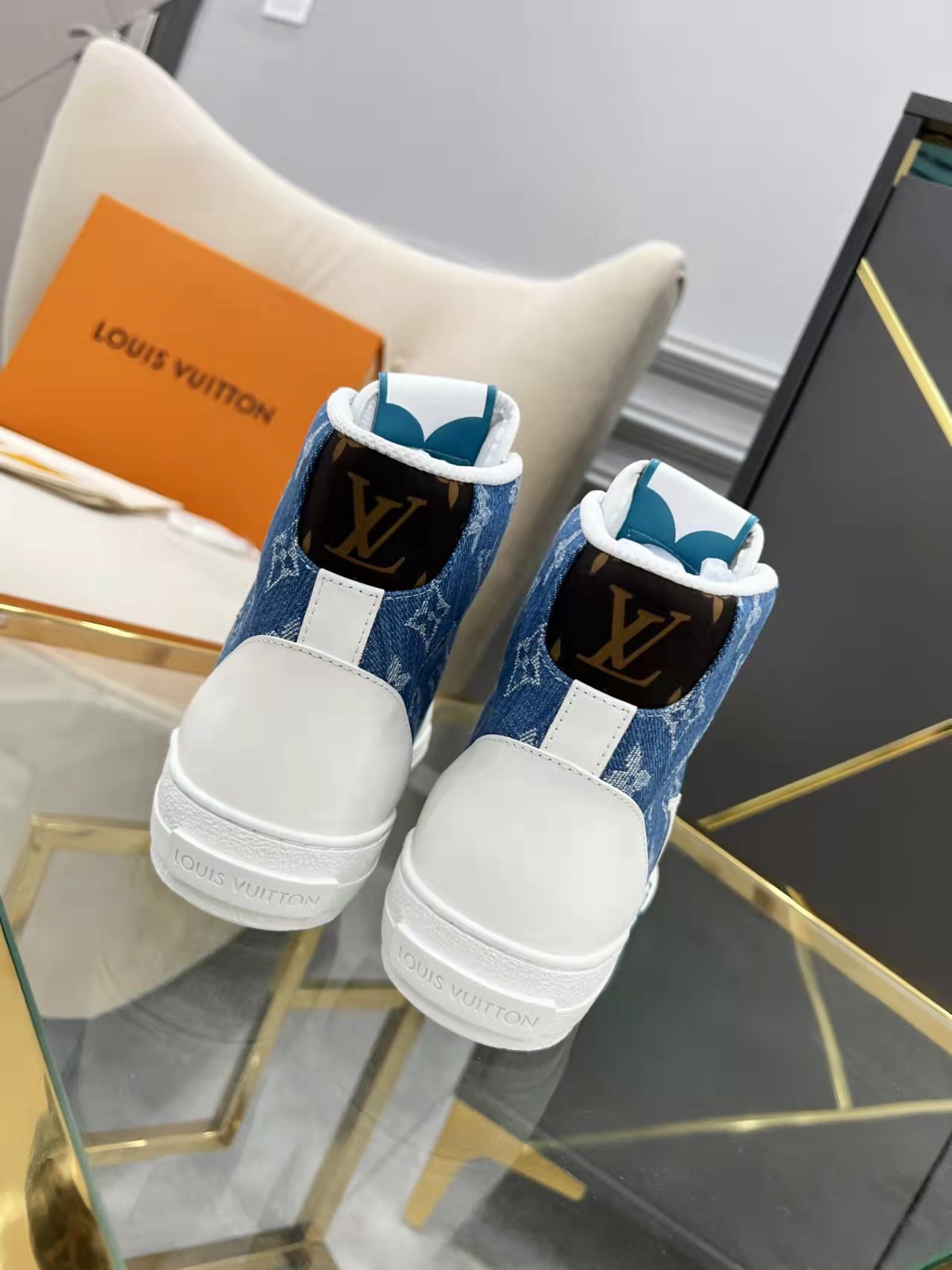 Louis Vuitton Charlie Sneaker Boot Monogram Denim Blue For Women LV 1AA47H - Soul Replicas