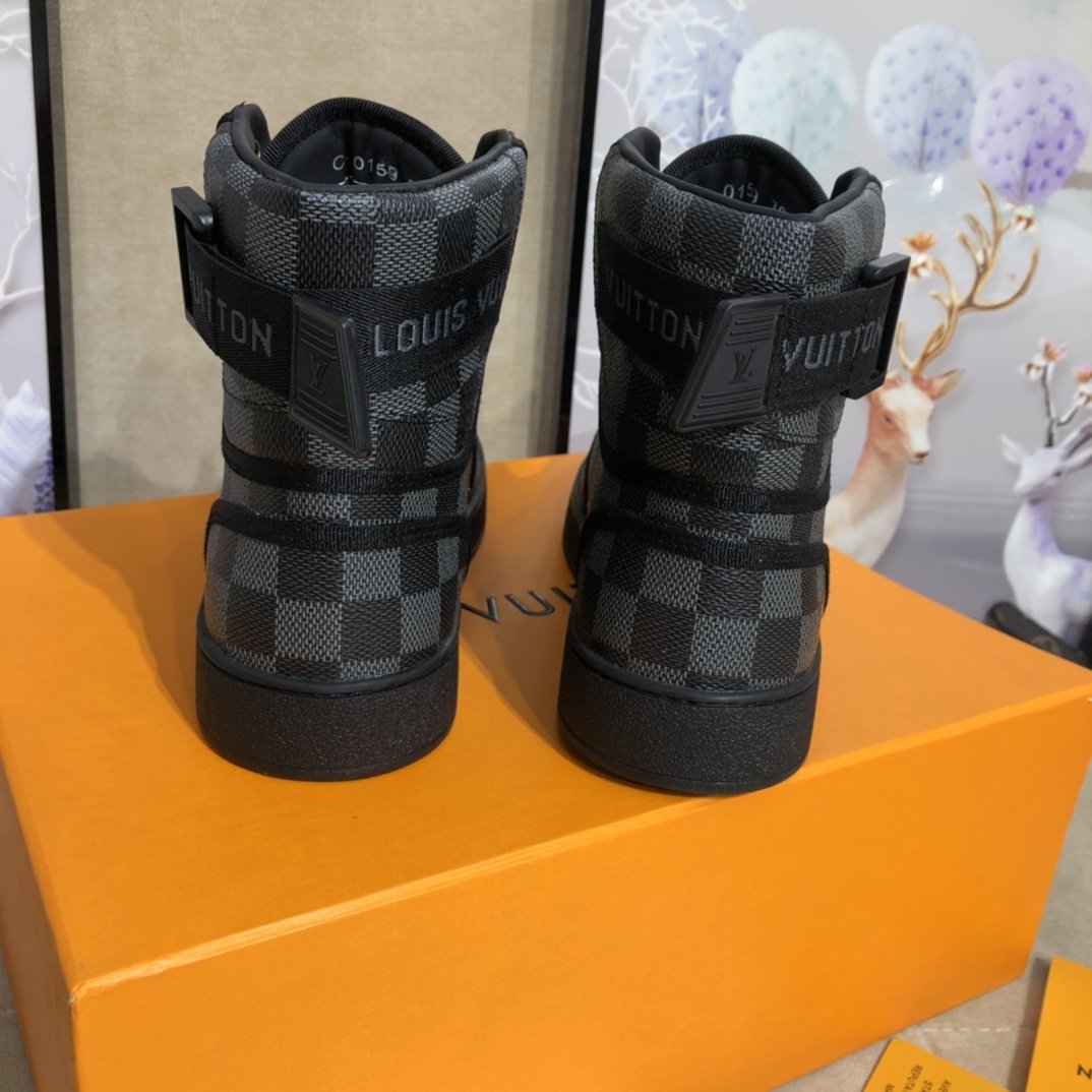 Louis Vuitton Boombox Sneaker Boot Patent Monogram Material Black For Women LV - Soul Replicas