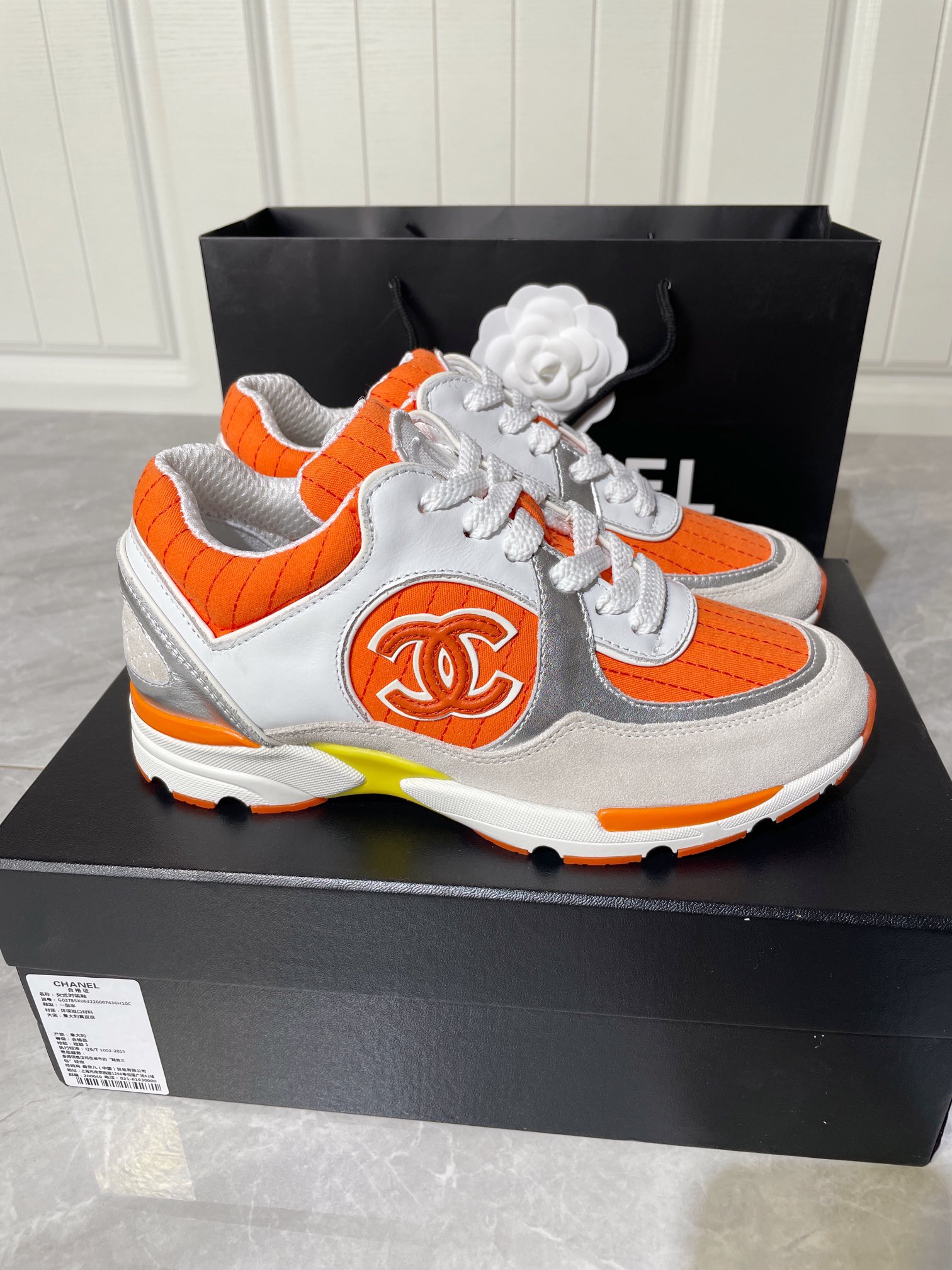 Chanel Women's Sneakers In Fabric Orange For Women - Soul Replicas