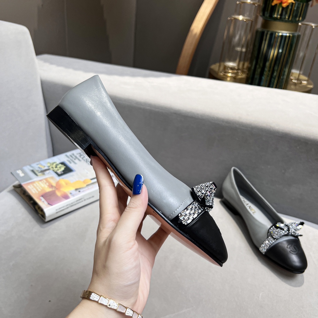 Chanel Women's Ballerinas Gray For Women - Soul Replicas