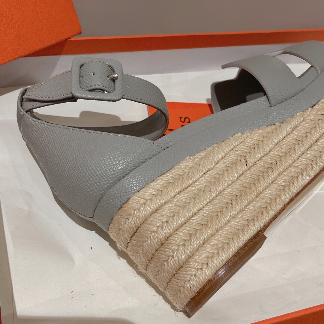 Hermes Doll 40 Espadrilles Gray For Women 1.6in/4cm - Soul Replicas