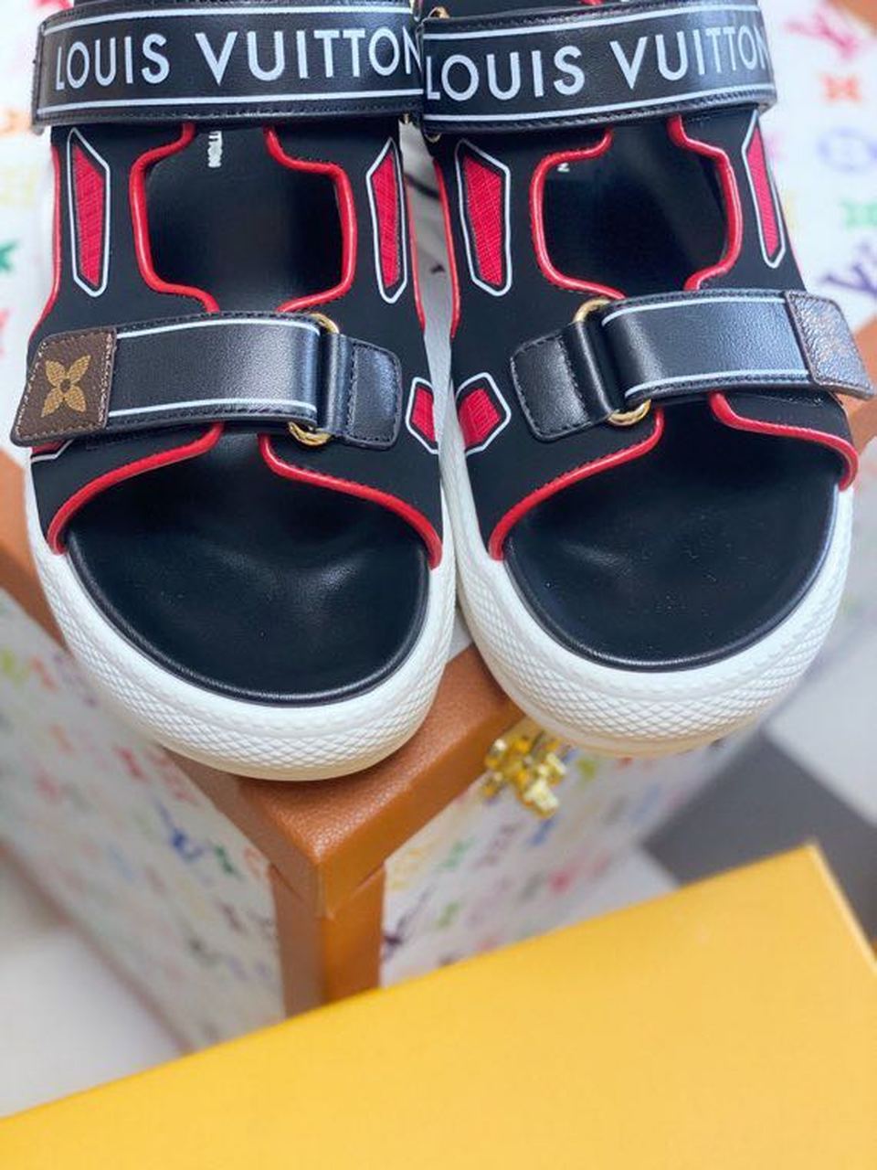 Louis Vuitton LV Archlight Flat Sandal Satin Red/Black For Women LV - Soul Replicas