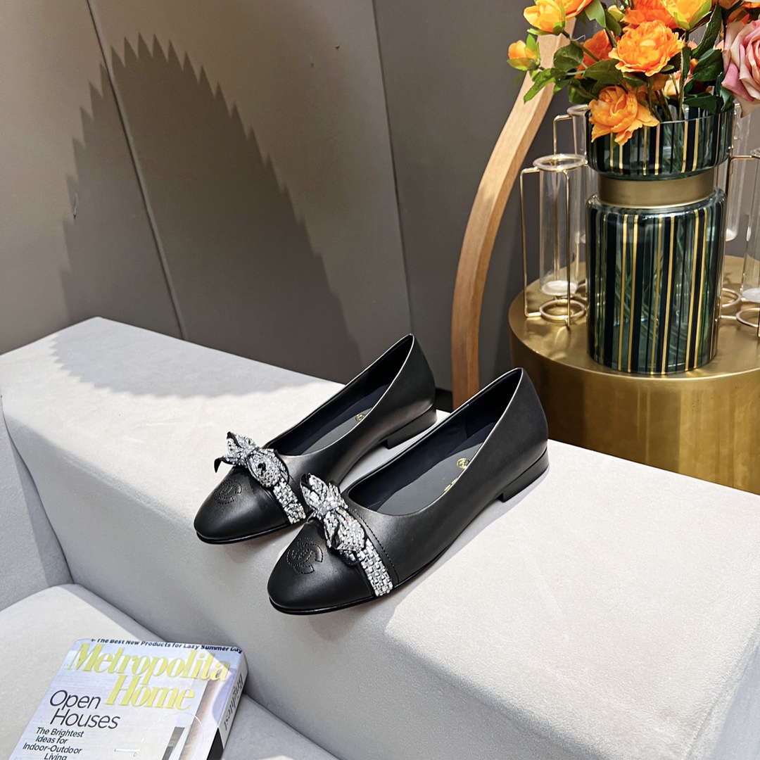 Chanel Women's Ballerinas Black For Women - Soul Replicas